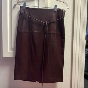 Burgundy genuine leather pencil skirt by Antonio Melani
